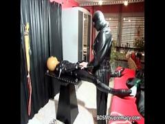 Play youtube video category bdsm (863 sec). Slutty babe in rubber cloth pulling.